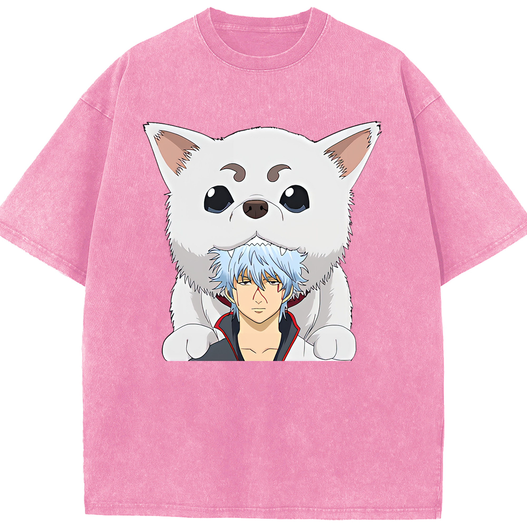 （画像用） ぎんたま 坂田銀時（さかたぎんとき） 神楽 志村新八（しむら しんぱち） GINTAMA Sakata Gintoki Kagura Shimura Shinpachi 綿100% ヴィンテージ風 半袖Tシャツ（フロントプリント）